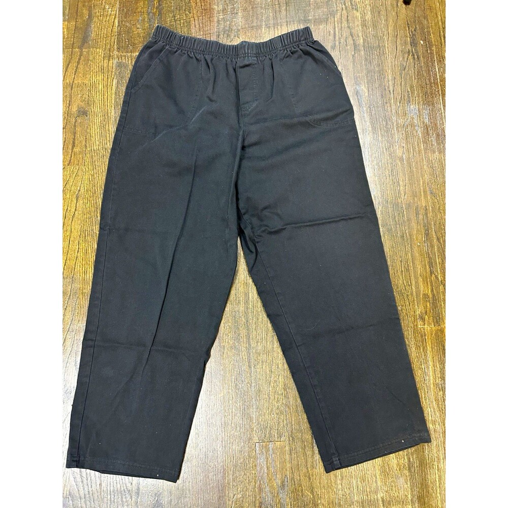 Vintage 90s White Stag Petites 16 Black Dress Pants Straight Leg Elastic Pockets